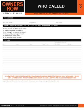 The Scams and screening calls sheet